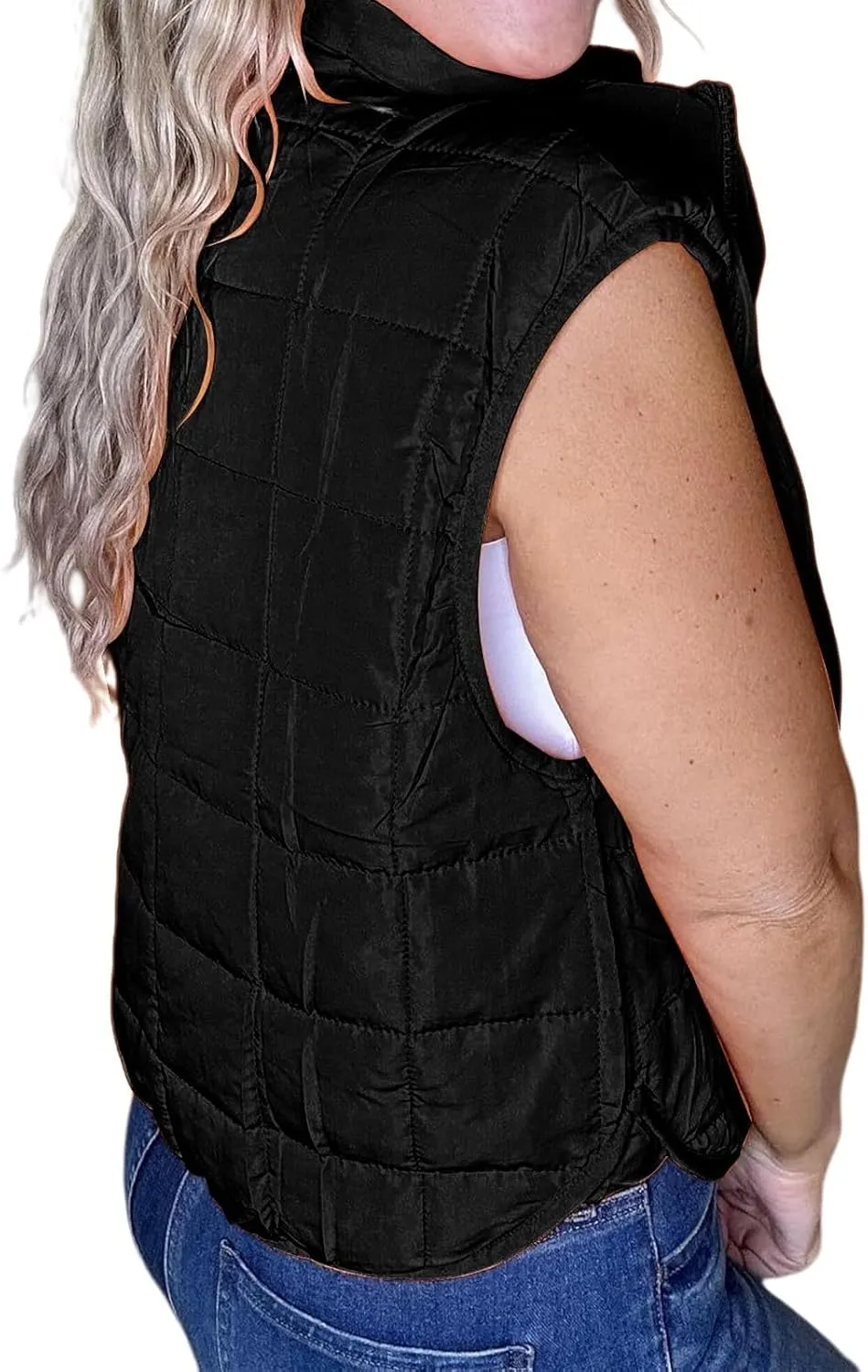 Women Long Vest One Morality Warm V Neck Thin Down Vest Inside Cotton Sleeveless Puffy Jacket Long Vest Womens Fall