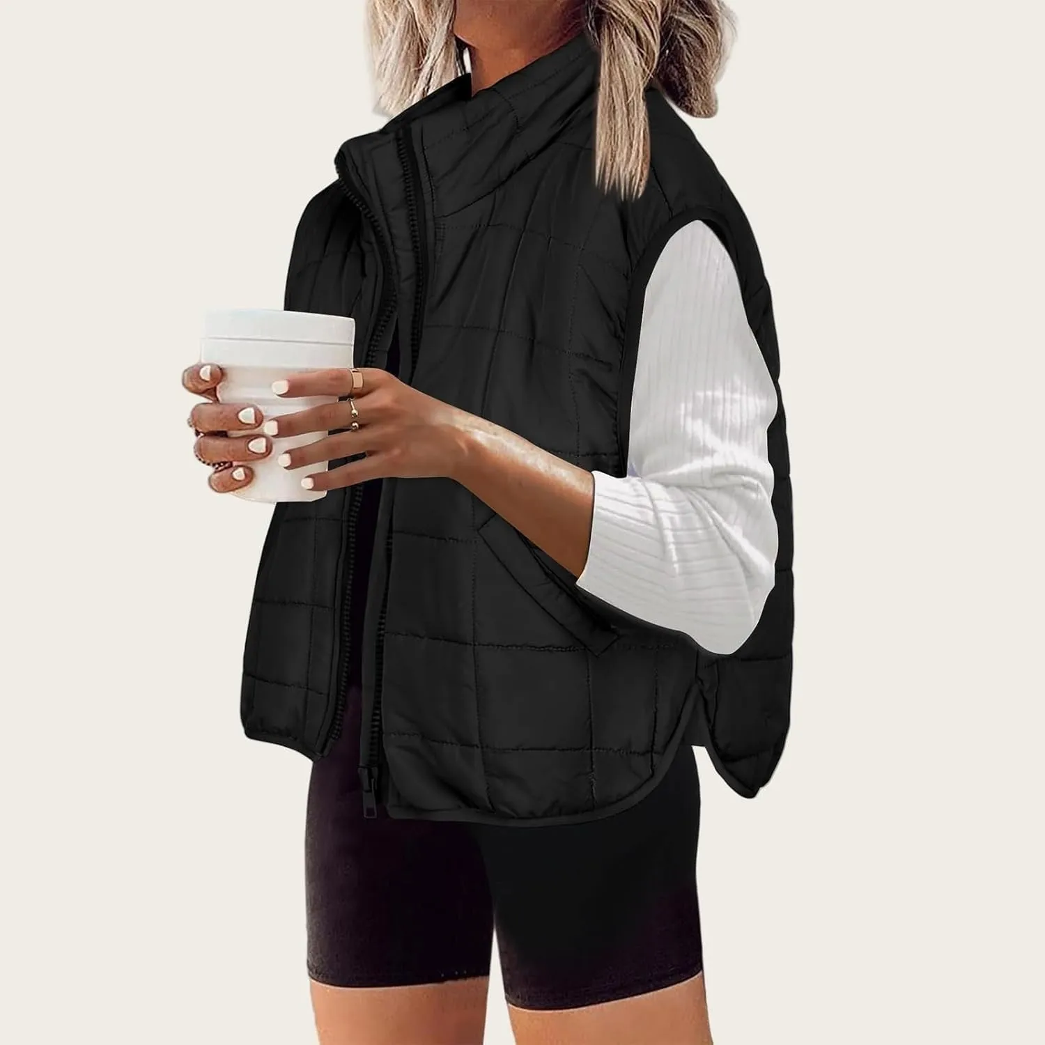 Women Long Vest One Morality Warm V Neck Thin Down Vest Inside Cotton Sleeveless Puffy Jacket Long Vest Womens Fall