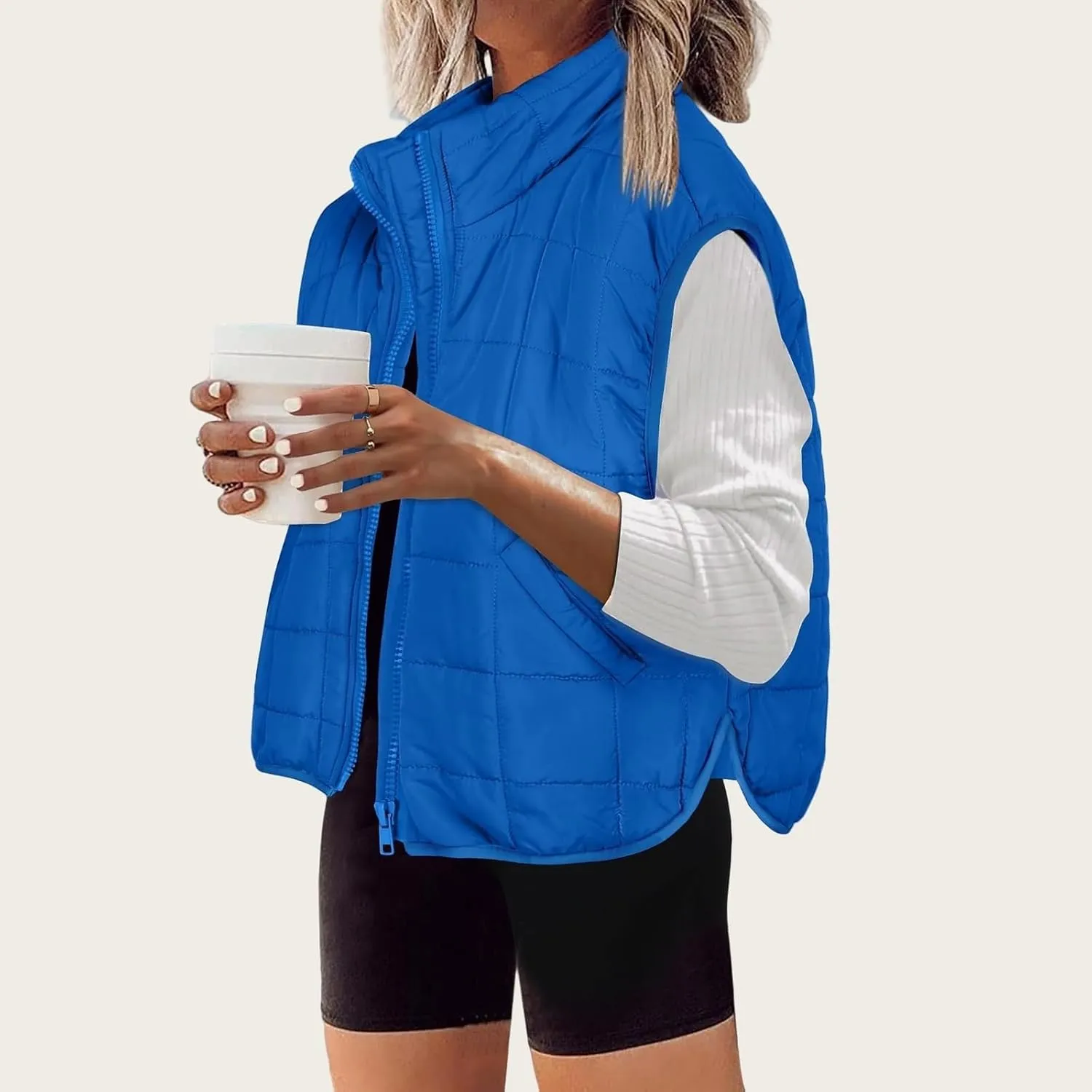 Women Long Vest One Morality Warm V Neck Thin Down Vest Inside Cotton Sleeveless Puffy Jacket Long Vest Womens Fall