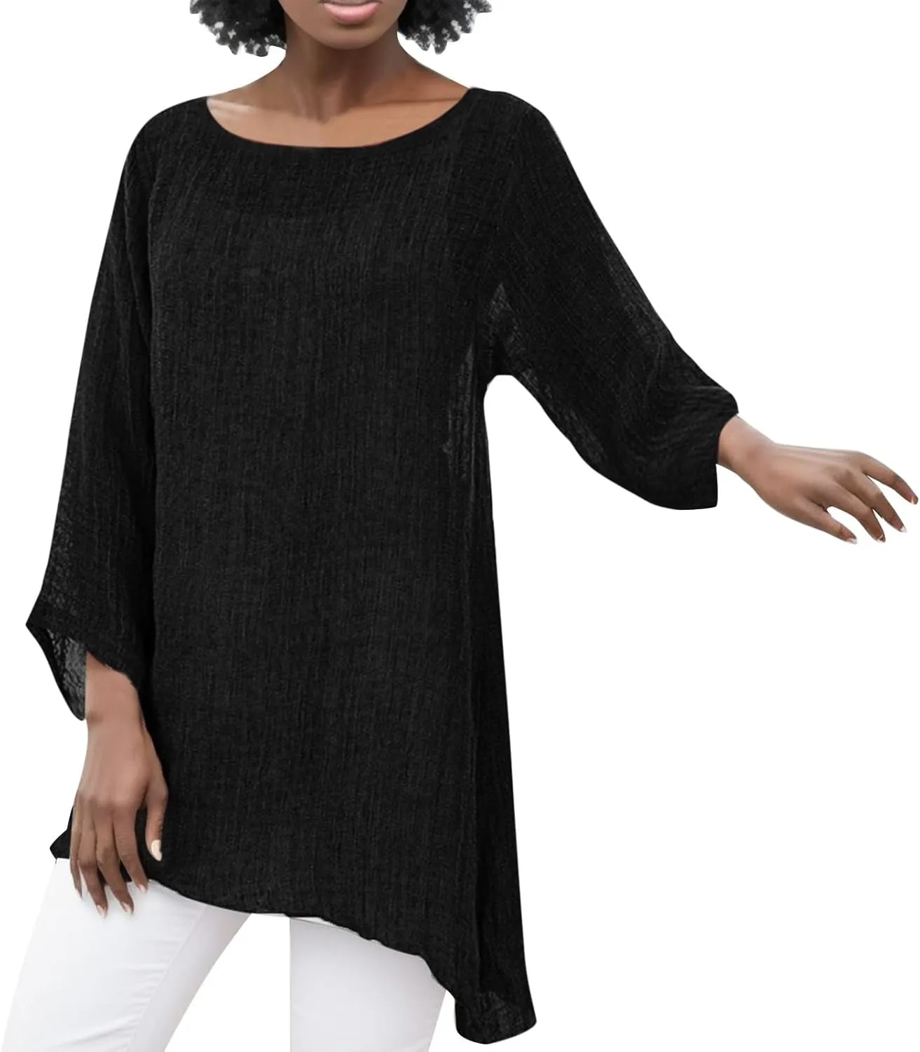Women Short Sleeve Cotton Linen Shirt Casual V-Neck Oversized T Shirt Button Down Collar Loose Summer Tee Top