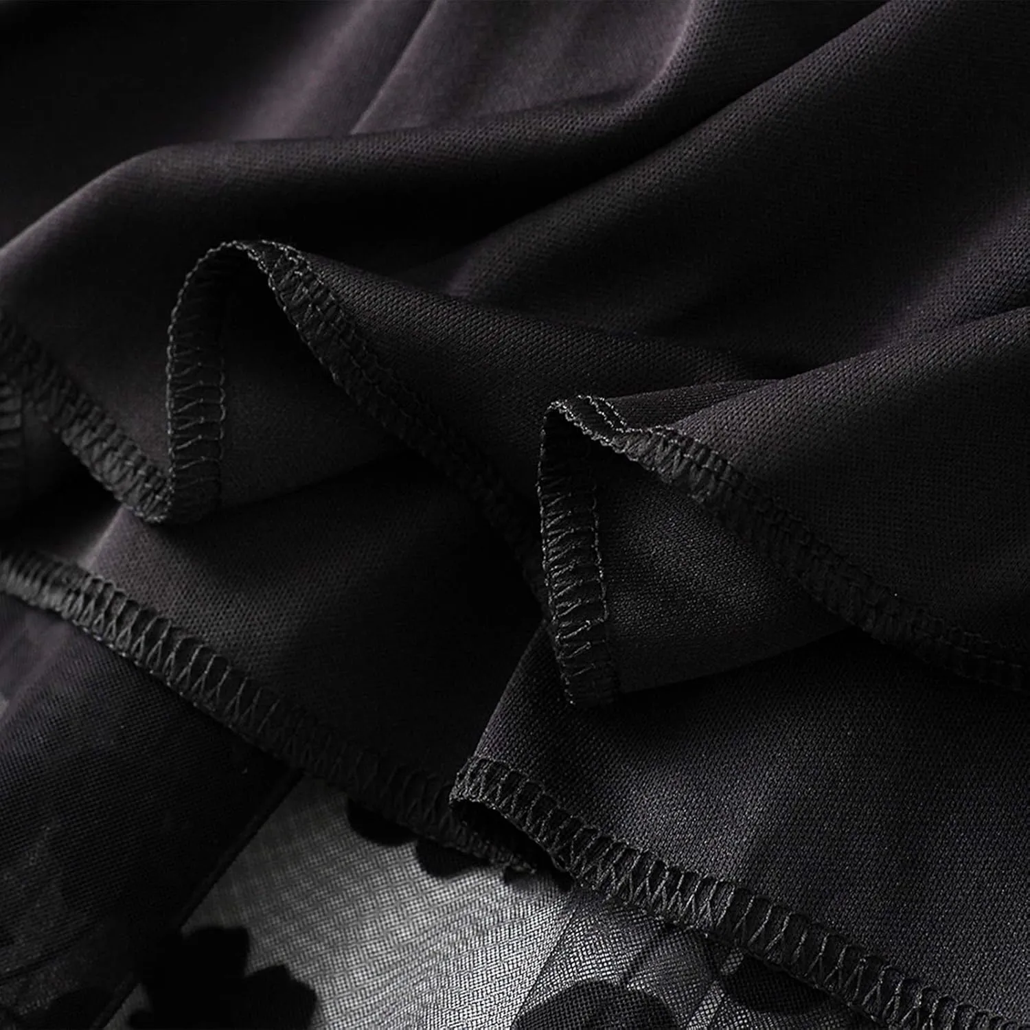 Women Tutu Tulle Skirt Elastic High Waist Layered Skirt Floral Print Mesh A-Line Midi Skirt