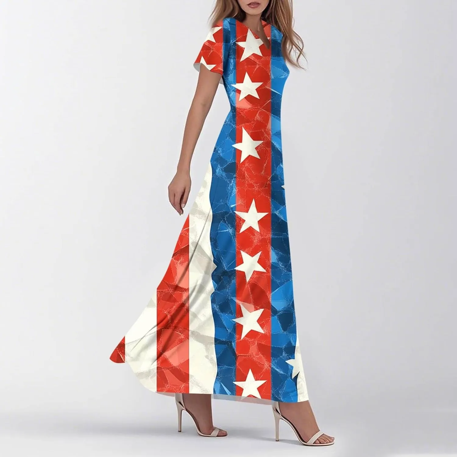 Women's 2025 Summer Maxi Dress Elegant Casual Floral Print Bohemian Dress Ruffle Sleeve V Neck Beach Swing Dresses