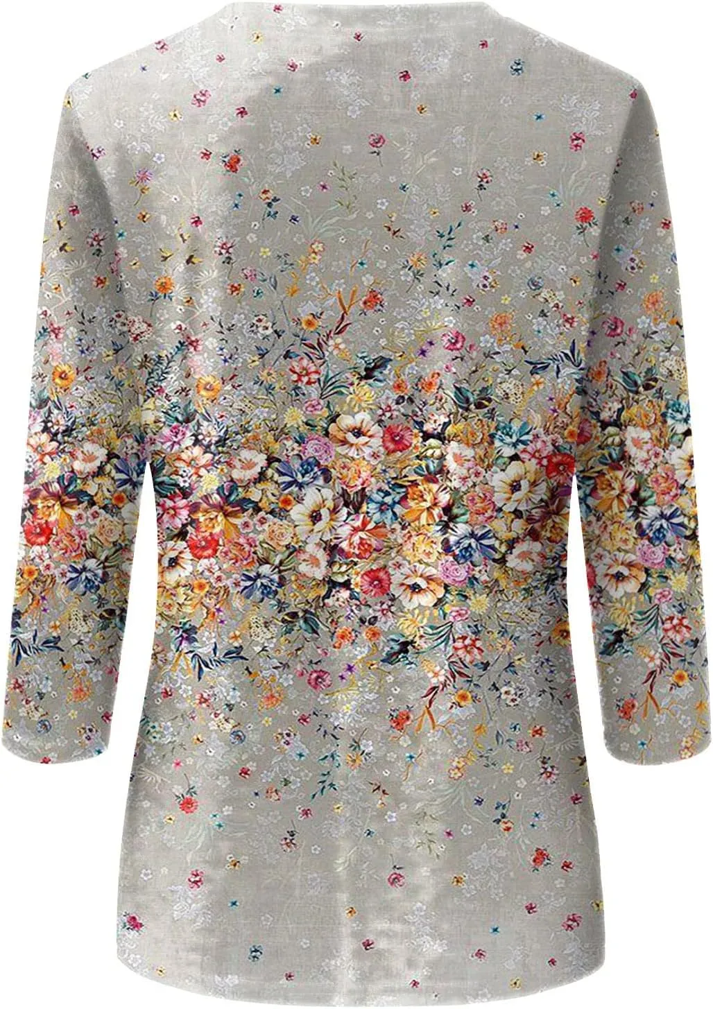 Womens 3/4 Sleeve Tops 2025 Spring Print Round Neck Shirts Loose Fit Three Quarter Sleeve Tshirts