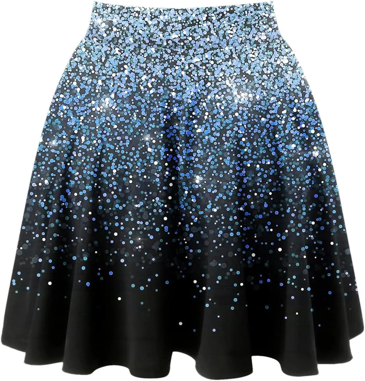 Womens A Line Midi Skirt High Elastic Waist Sequin Skirts Pleated Ruffle Hem Mini Vintage Elegant Casual Skirts