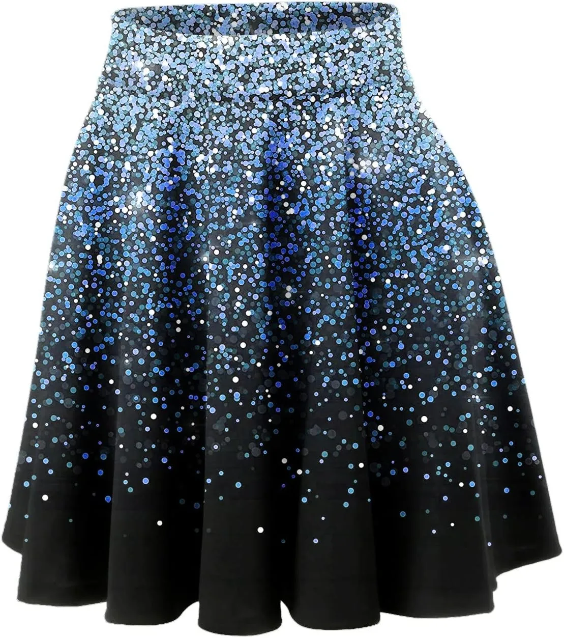 Womens A Line Midi Skirt High Elastic Waist Sequin Skirts Pleated Ruffle Hem Mini Vintage Elegant Casual Skirts