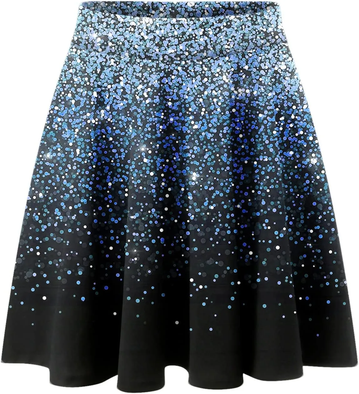 Womens A Line Midi Skirt High Elastic Waist Sequin Skirts Pleated Ruffle Hem Mini Vintage Elegant Casual Skirts