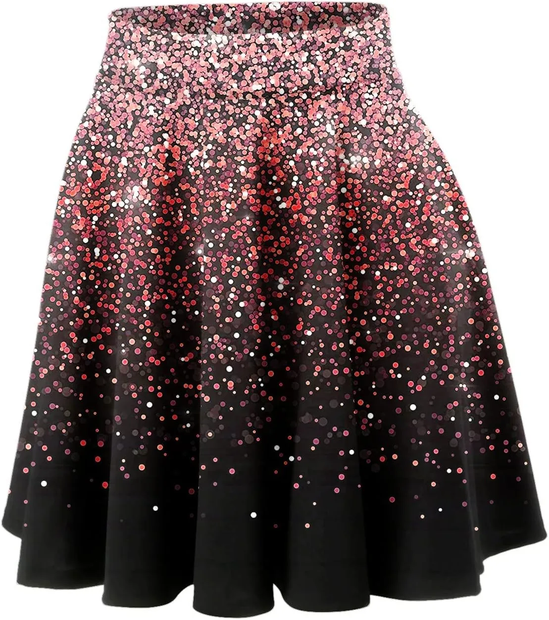 Womens A Line Midi Skirt High Elastic Waist Sequin Skirts Pleated Ruffle Hem Mini Vintage Elegant Casual Skirts