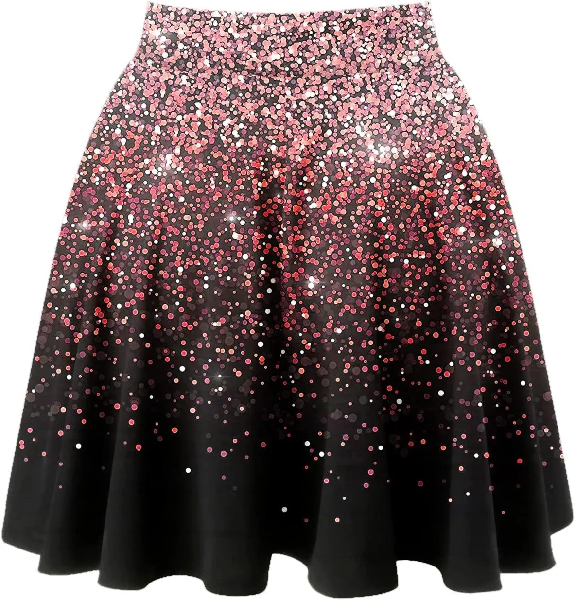 Womens A Line Midi Skirt High Elastic Waist Sequin Skirts Pleated Ruffle Hem Mini Vintage Elegant Casual Skirts