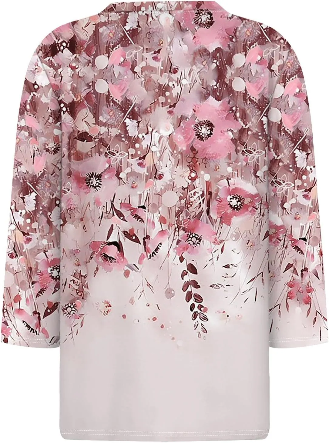 Women's Casual Crew-Neck 3/4 Sleeve Floral Print Loose Blouse Top for Spring Summer Fashion Outfit 2025