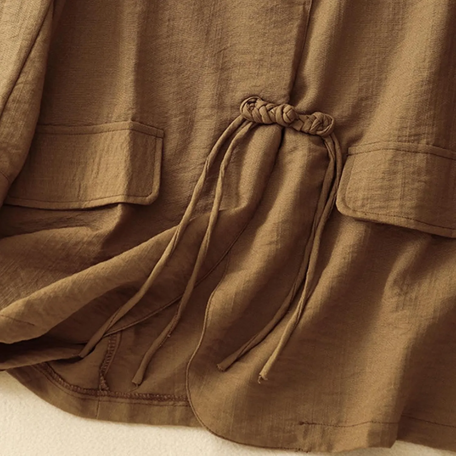 Women's Fall Casual Cotton Linen Blazers Lapel 3/4 Sleeve Open Front Lightweight Solid Color Jackets Coat with Pockets