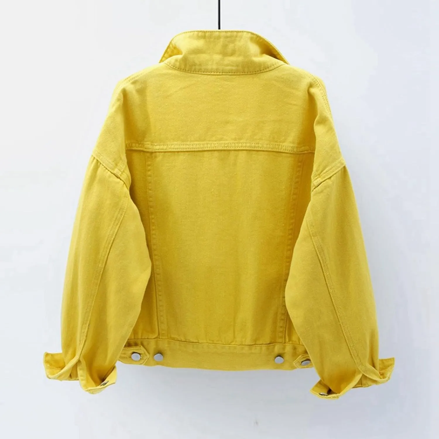 Women's Fashion Casual Colorful Solid Size Large Pocket Button Denim Coat Women's Short Coat Ladies Denim Jacket