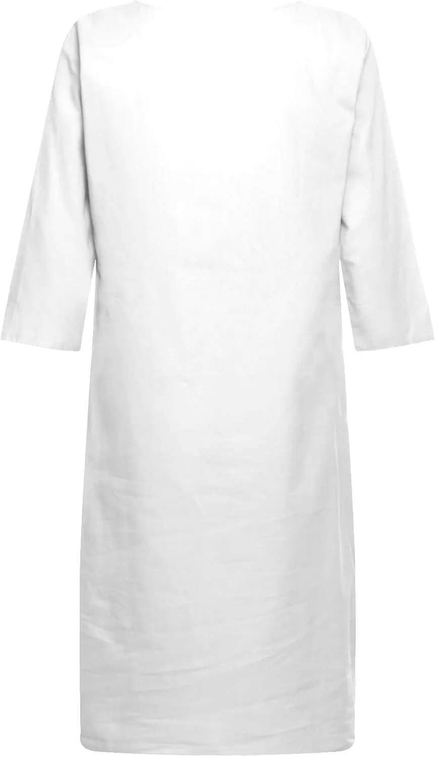 Women's Fashion Linen Short Dress Elegant Casual Half Sleeve Dresses Pullover V Neck Shirt Dresses for Women