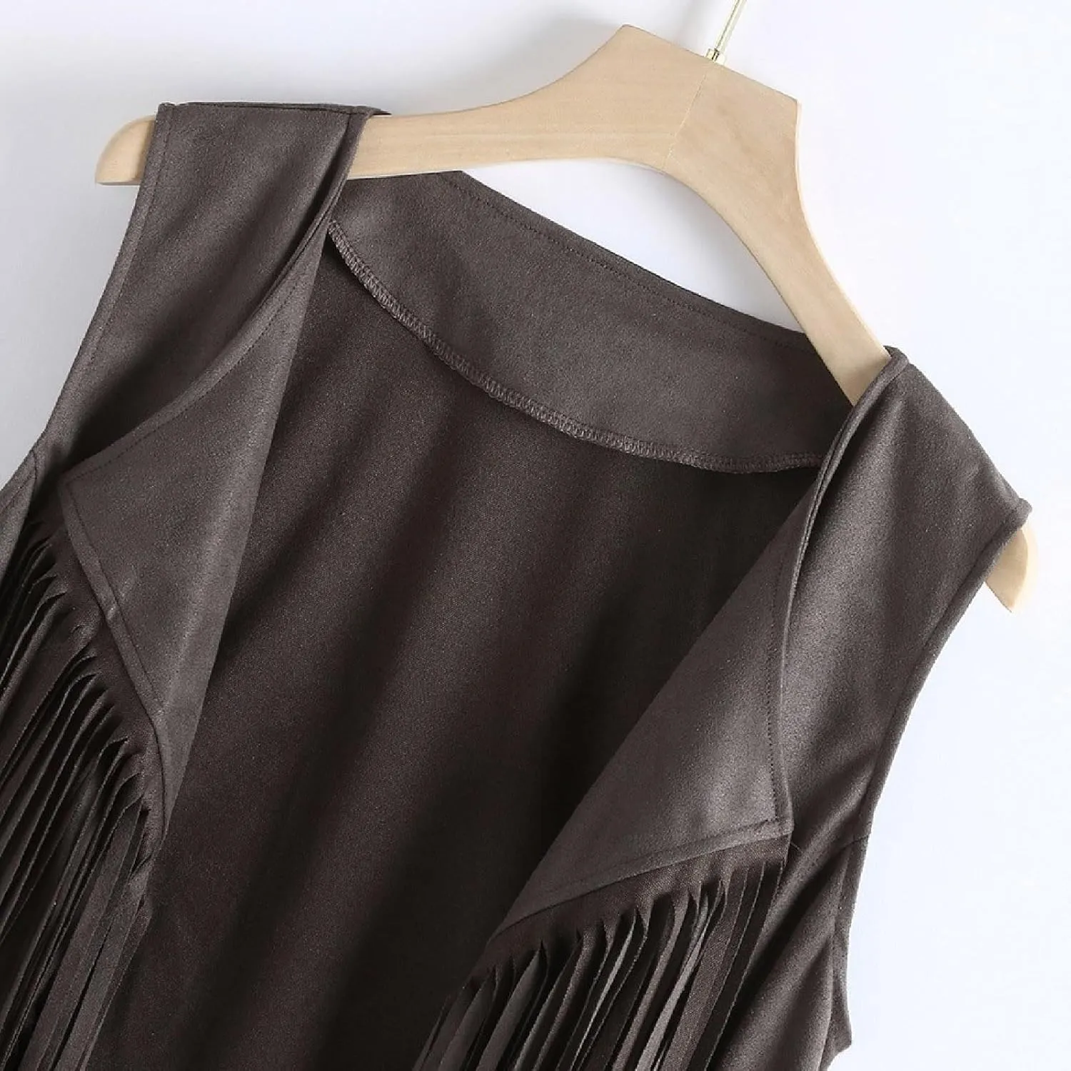 Womens Faux Suede Tassels Vest Vintage 70s Hippie Sleeveless Cowgirl Western Vest Open Front Cardigan Jackets