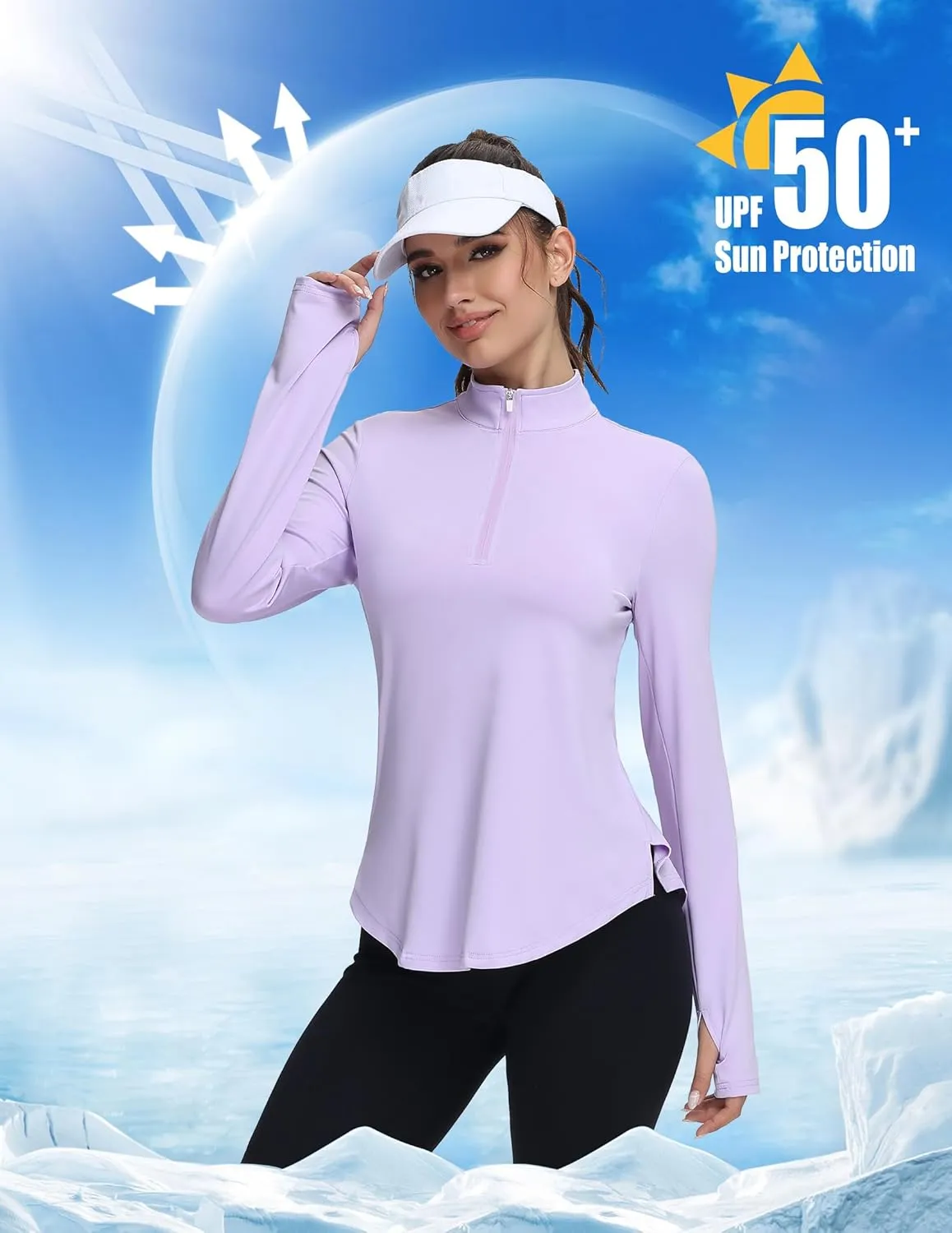 Women's Golf Polo Long Sleeve Workout Tops V Neck UPF 50  Sun Protection Quick Dry Lightweight Active Tennis Shirts