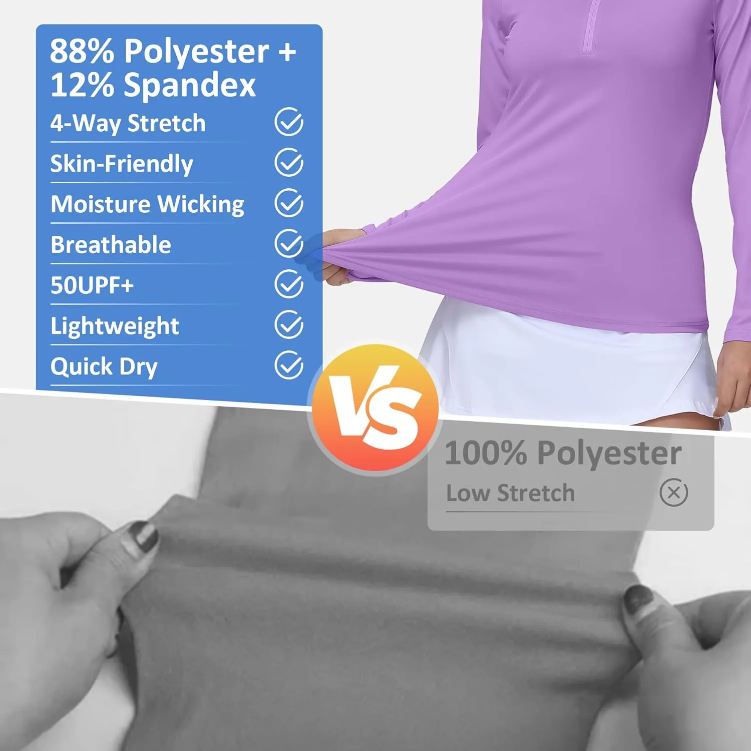 Women's Golf Polo Long Sleeve Workout Tops V Neck UPF 50  Sun Protection Quick Dry Lightweight Active Tennis Shirts