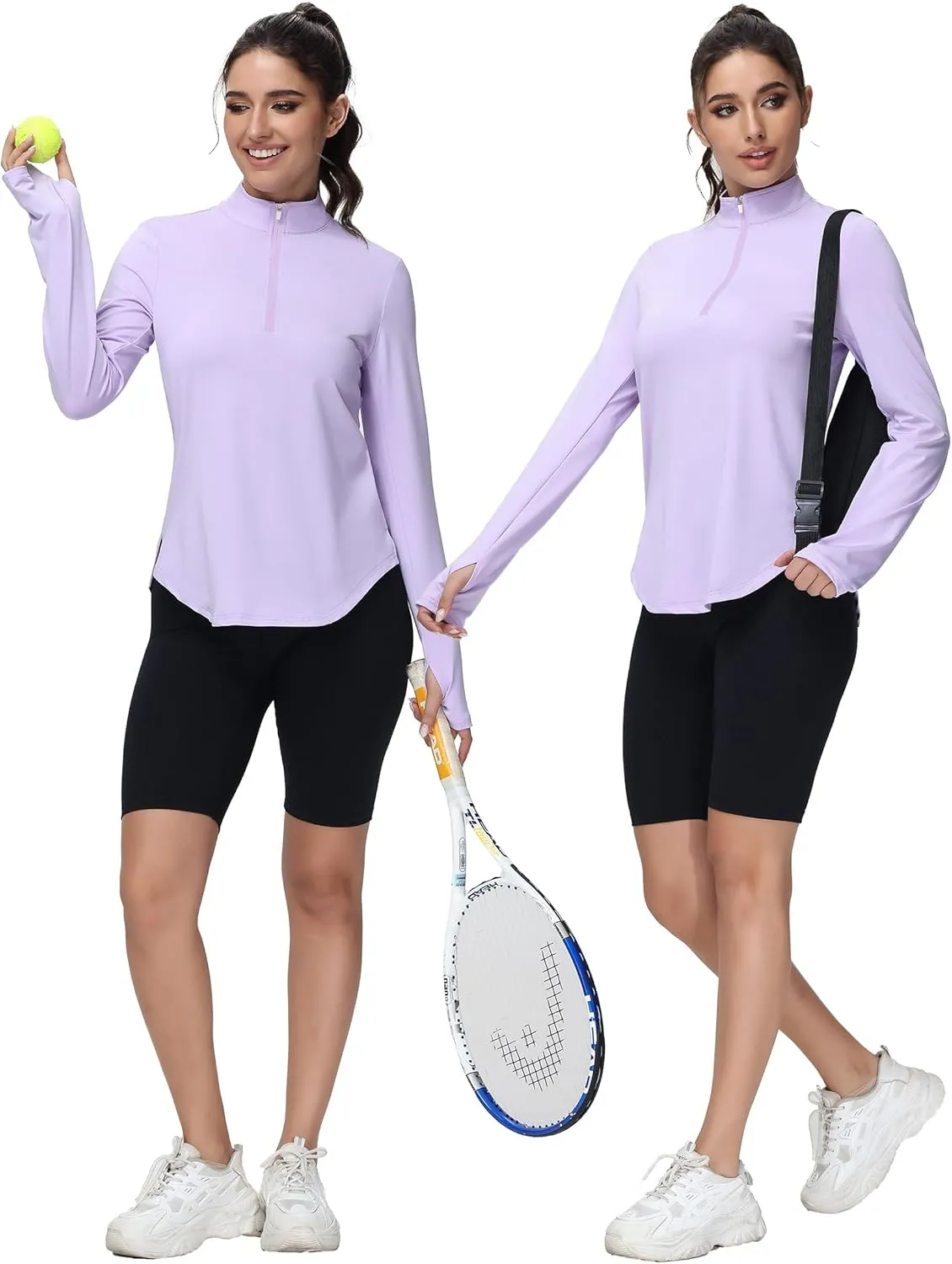 Women's Golf Polo Long Sleeve Workout Tops V Neck UPF 50  Sun Protection Quick Dry Lightweight Active Tennis Shirts