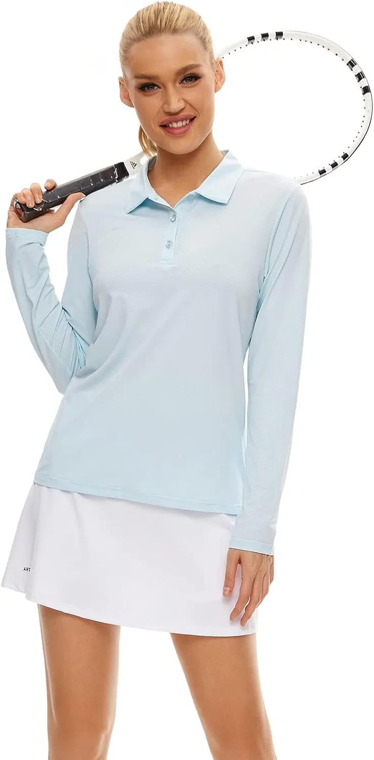 Women's Golf Shirt Long Sleeve Polo Shirt UPF50  Sun Protection Moisture Wicking Quick Dry Golf Polo Shirt