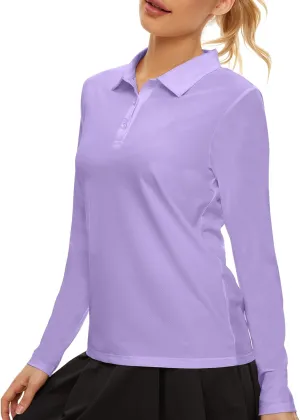 Women's Golf Shirt Long Sleeve Polo Shirt UPF50  Sun Protection Moisture Wicking Quick Dry Golf Polo Shirt