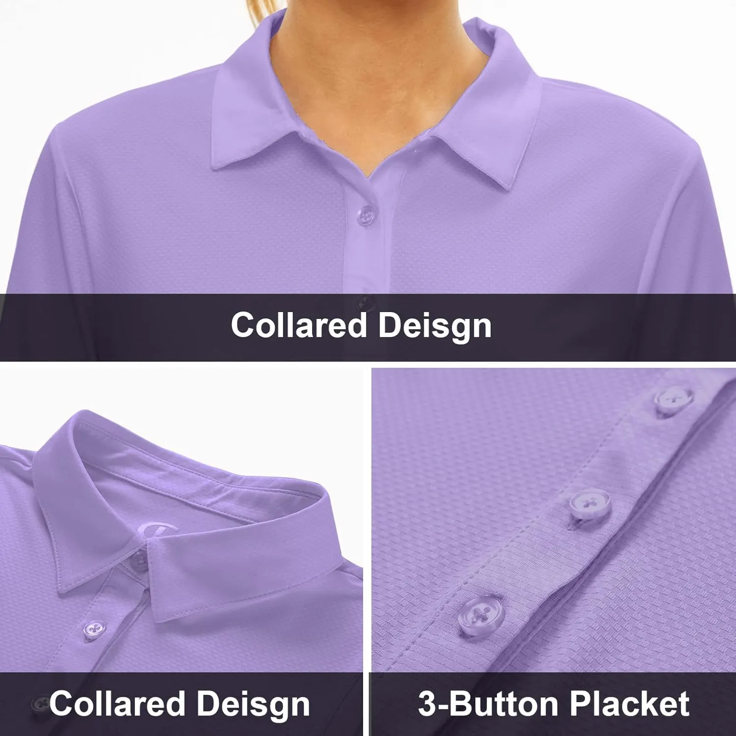 Women's Golf Shirt Long Sleeve Polo Shirt UPF50  Sun Protection Moisture Wicking Quick Dry Golf Polo Shirt