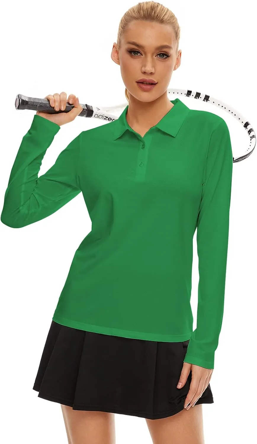 Women's Golf Shirt Long Sleeve Polo Shirt UPF50  Sun Protection Moisture Wicking Quick Dry Golf Polo Shirt