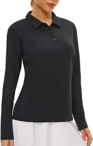 Women's Golf Shirt Long Sleeve Polo Shirt UPF50  Sun Protection Moisture Wicking Quick Dry Golf Polo Shirt