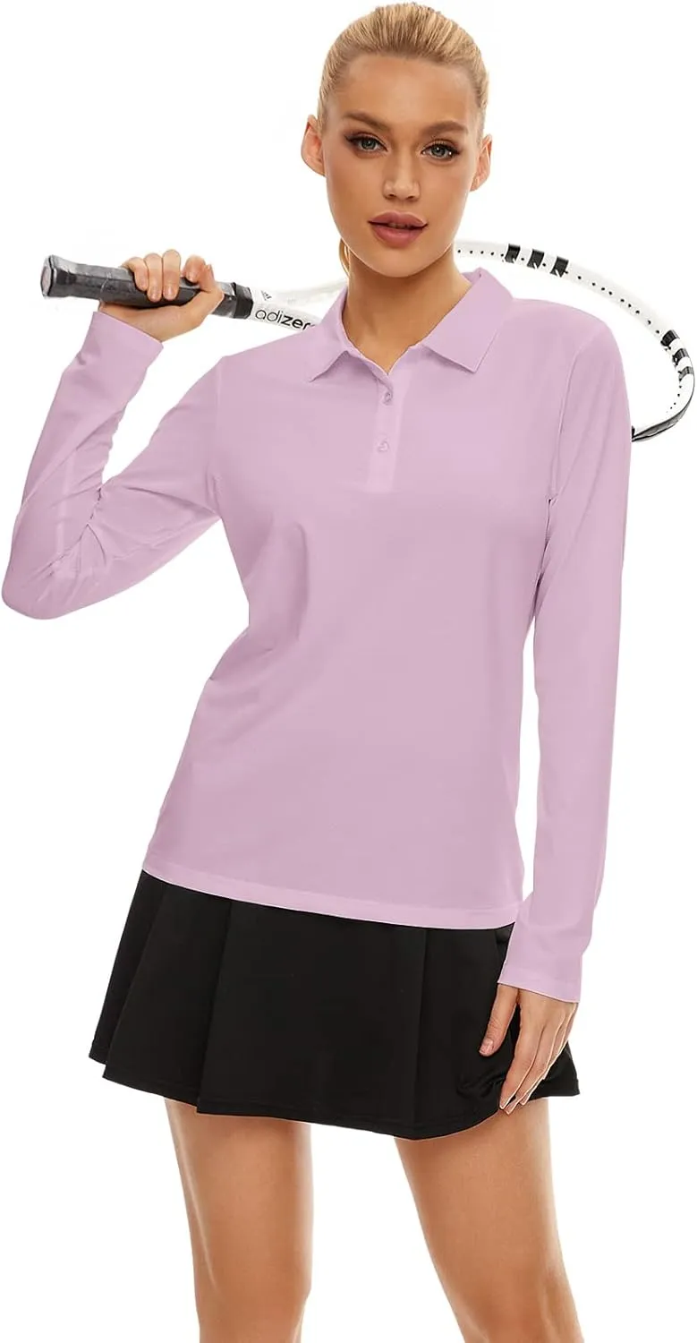 Women's Golf Shirt Long Sleeve Polo Shirt UPF50  Sun Protection Moisture Wicking Quick Dry Golf Polo Shirt
