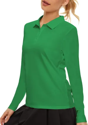 Women's Golf Shirt Long Sleeve Polo Shirt UPF50  Sun Protection Moisture Wicking Quick Dry Golf Polo Shirt