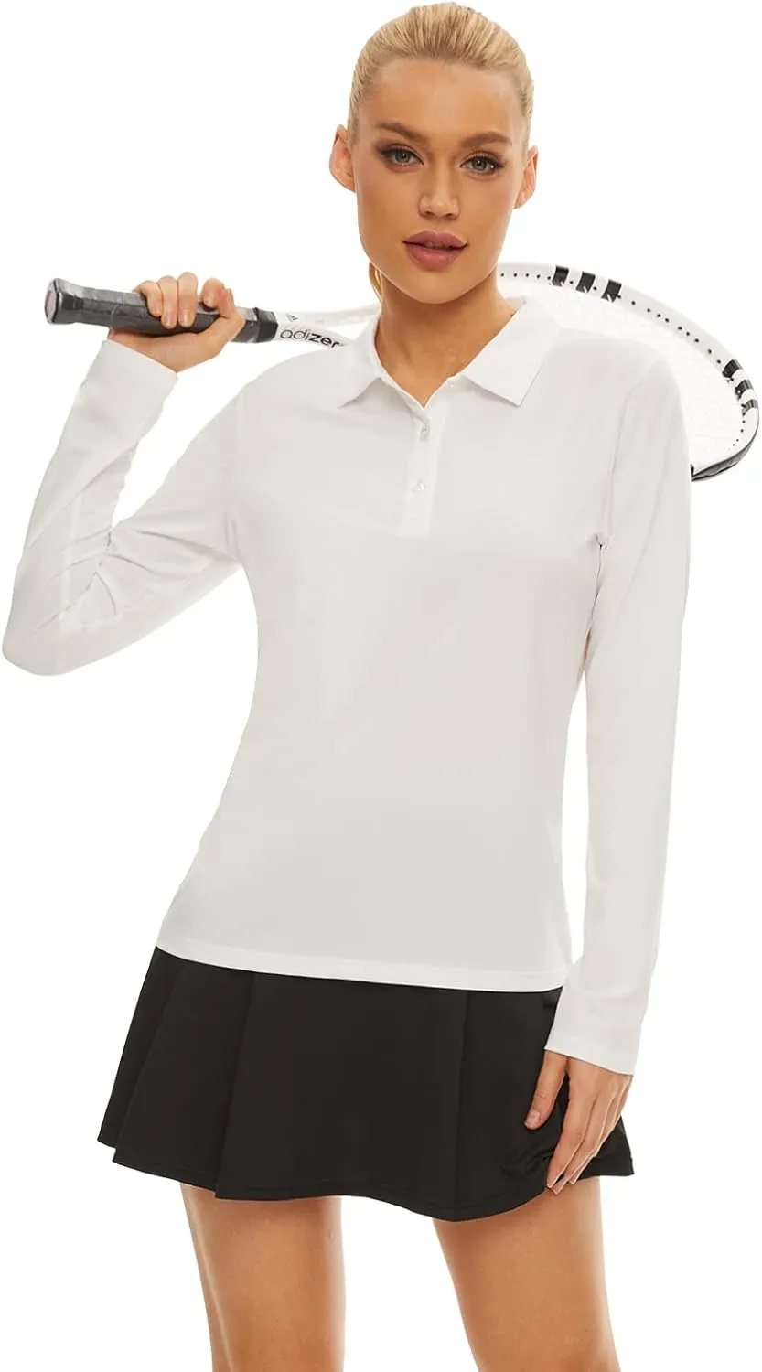 Women's Golf Shirt Long Sleeve Polo Shirt UPF50  Sun Protection Moisture Wicking Quick Dry Golf Polo Shirt