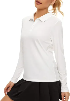 Women's Golf Shirt Long Sleeve Polo Shirt UPF50  Sun Protection Moisture Wicking Quick Dry Golf Polo Shirt