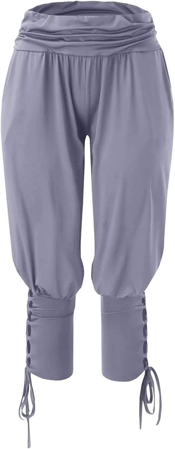 Womens Hippie Ankle Banded Harem Yoga Pants Gypsy Aladdin Pants Medieval Viking Navigator Pirate Renaissance Pants