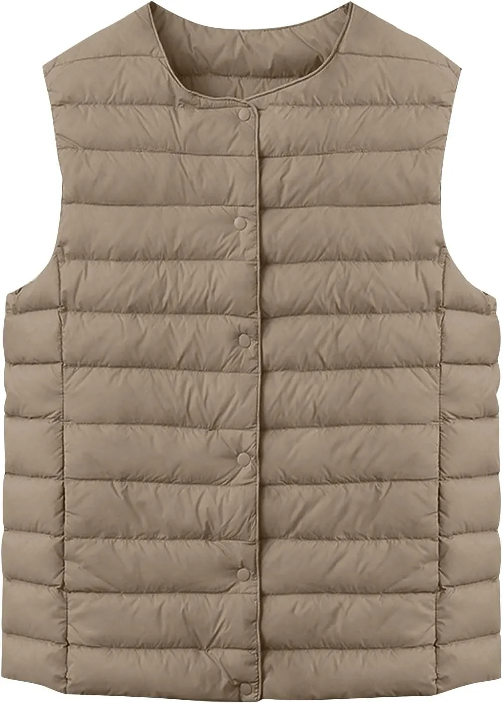 Womens Lightweight Puffer Vest Packable Warm Winter Sleeveless Jacket Crew Neck Water Resistant Quilted Vest