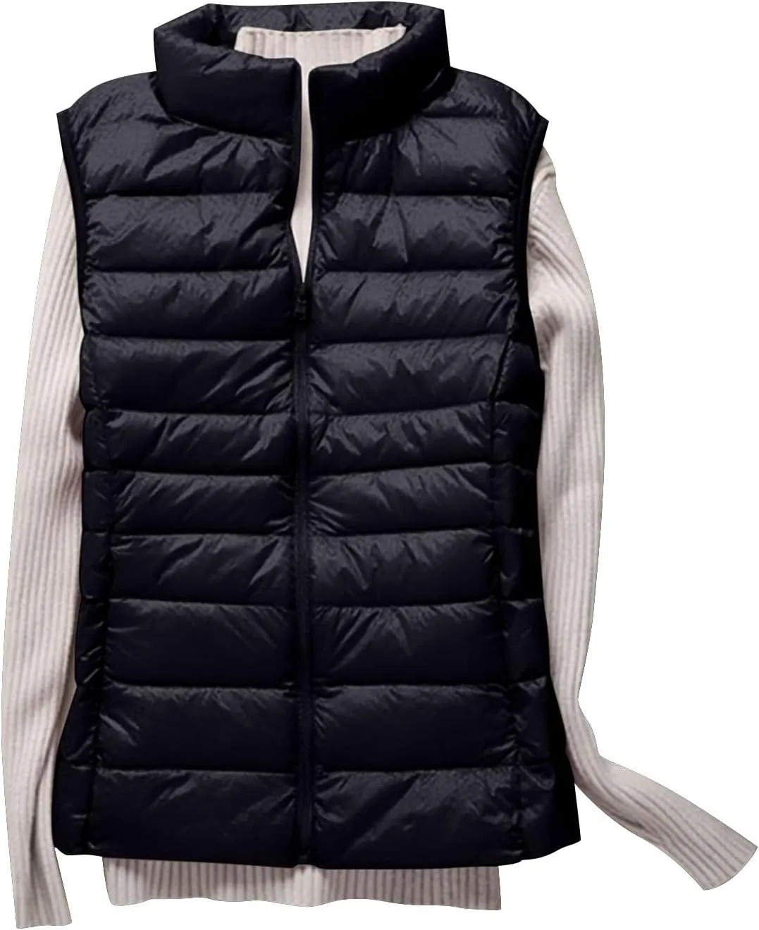 Womens Lightweight Puffer Vest Packable Warm Winter Sleeveless Jacket Stand Collar Water Resistant Quilted Vest