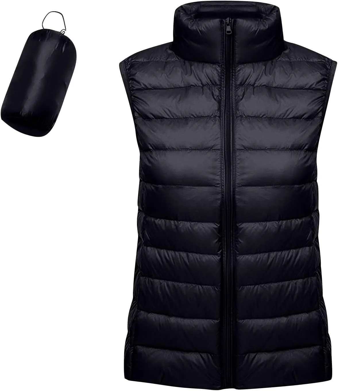 Womens Lightweight Puffer Vest Packable Warm Winter Sleeveless Jacket Stand Collar Water Resistant Quilted Vest