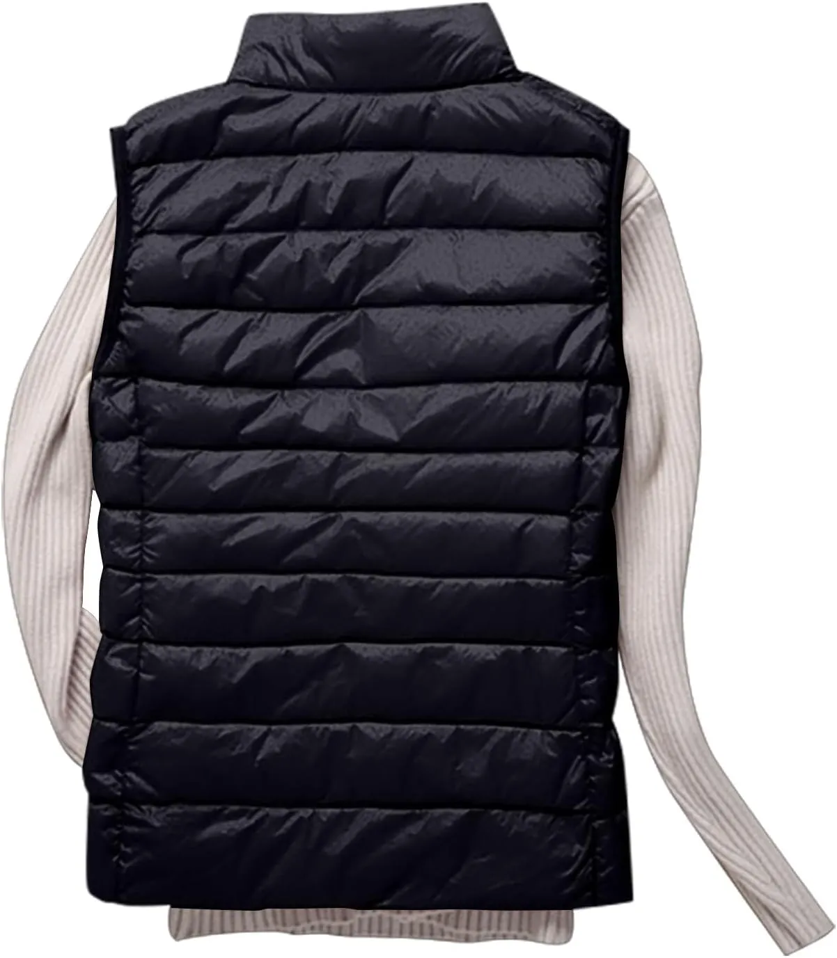 Womens Lightweight Puffer Vest Packable Warm Winter Sleeveless Jacket Stand Collar Water Resistant Quilted Vest