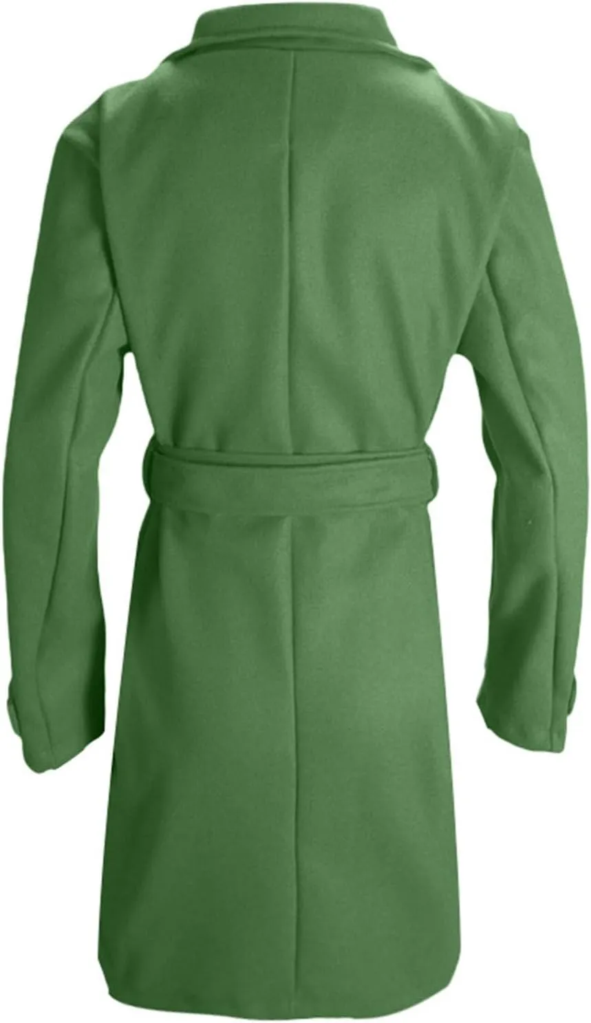 Women's Long Coat Notched Lapel Collar Double Breasted Pea Coat Winter Elegant Wool Blend Over Coats Jackets