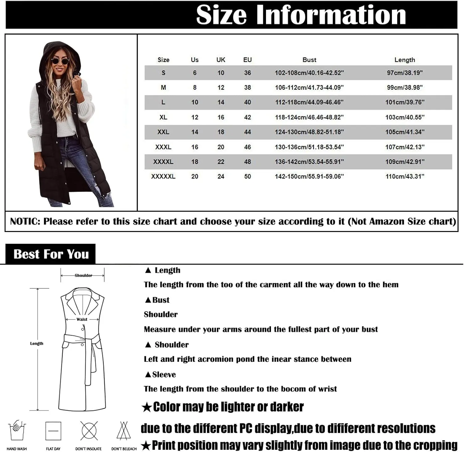Womens Long Puffer Vest Winter Casual Sleeveless Full Zip Hooded Puffer Jacket Packable Lightweight Quilted Jacket Down Coats