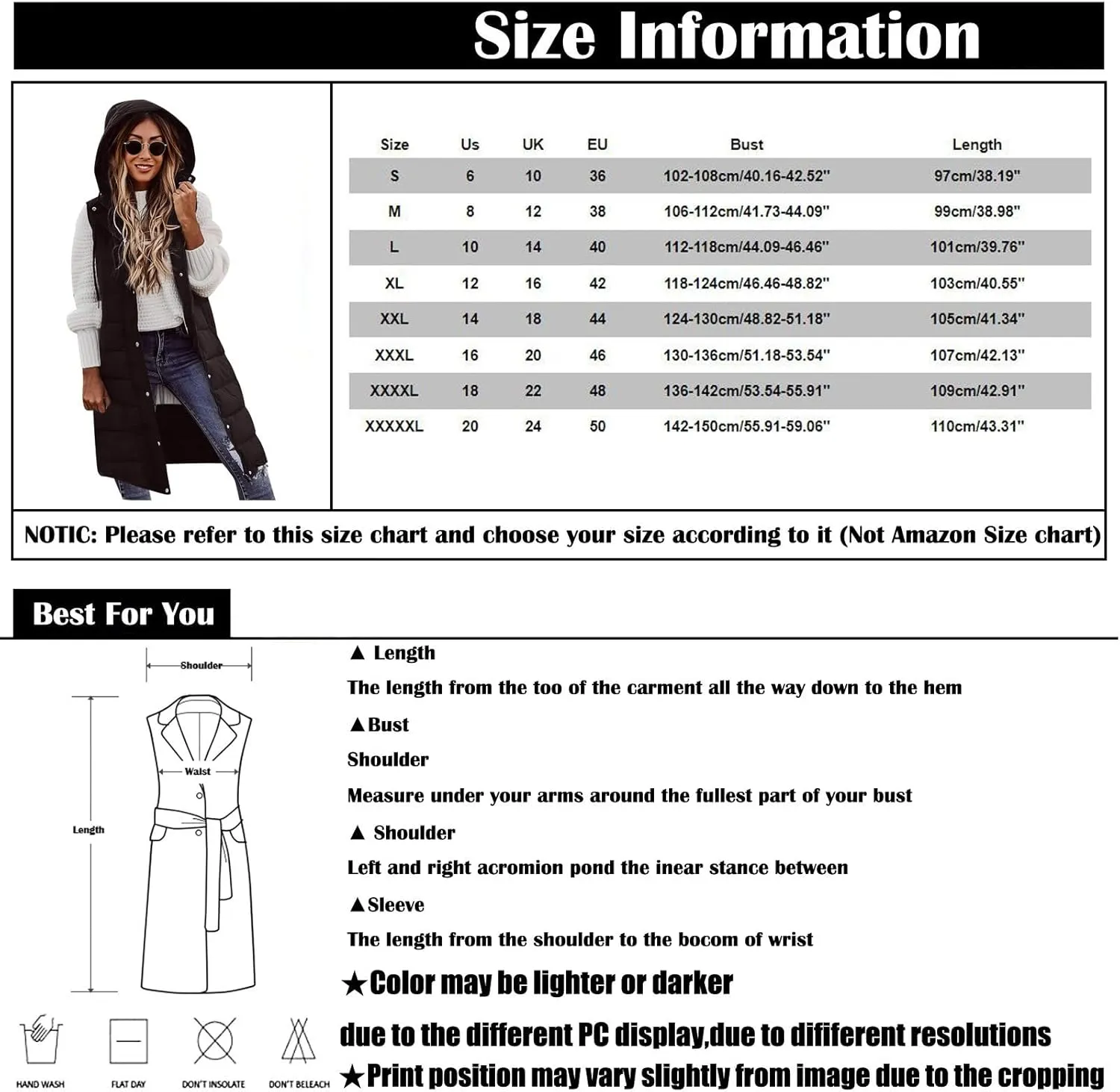 Womens Long Puffer Vest Winter Casual Sleeveless Full Zip Hooded Puffer Jacket Packable Lightweight Quilted Jacket Down Coats