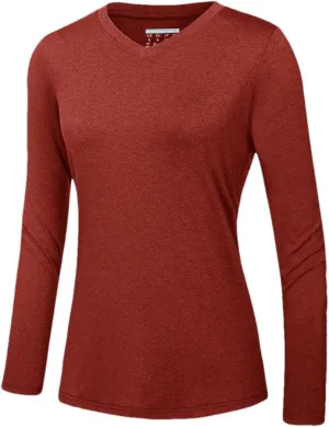 Women's Long Sleeve Shirt V Neck Shirts Quick Dry T-Shirt Athletic Workout Hiking Tops T-Shirt