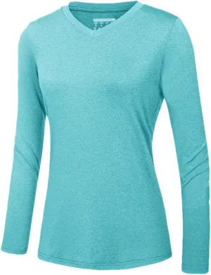 Women's Long Sleeve Shirt V Neck Shirts Quick Dry T-Shirt Athletic Workout Hiking Tops T-Shirt