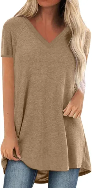 Womens Long Tunics or Tops to Wear with Leggings Short/Long Sleeve Blouses Shirts