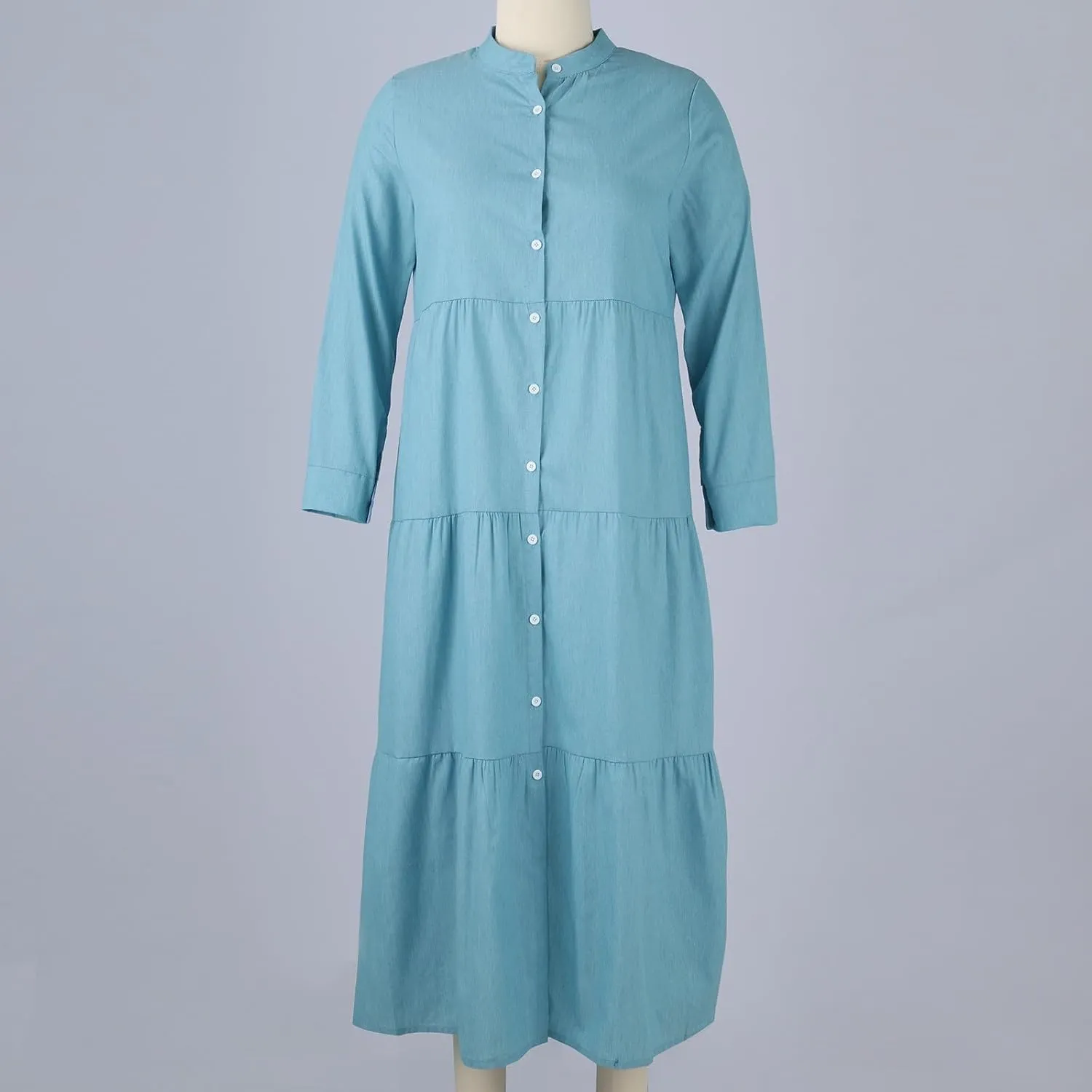 Women's Plaid Maxi Dress Button Up Tiered Ruffle Flowy Dresses Long Dresses Plus Size Elegant Casual Boho Shirt Dress