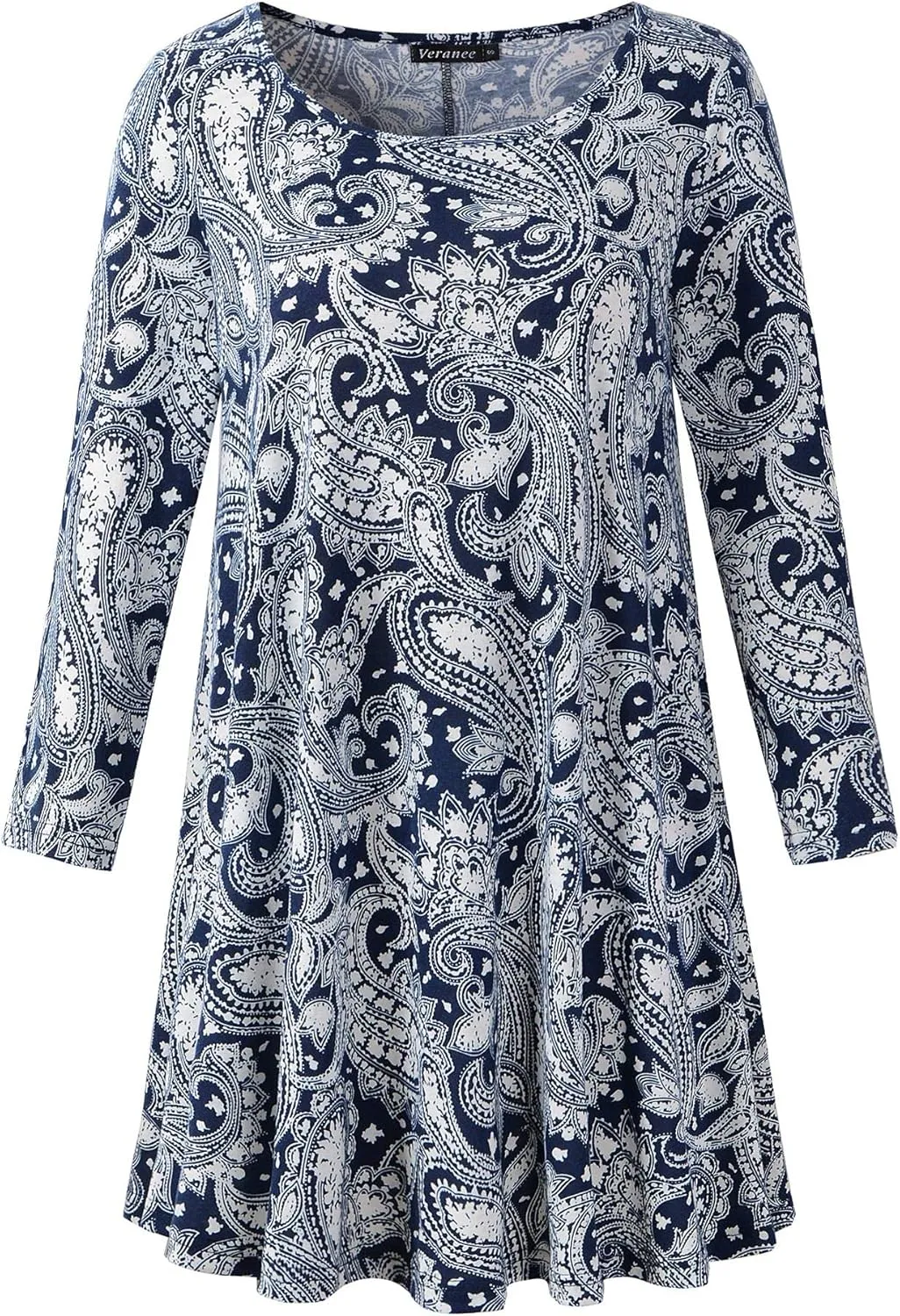 Women's Plus Size Swing Tunic Top 3/4 Sleeve Floral Flare T-Shirt