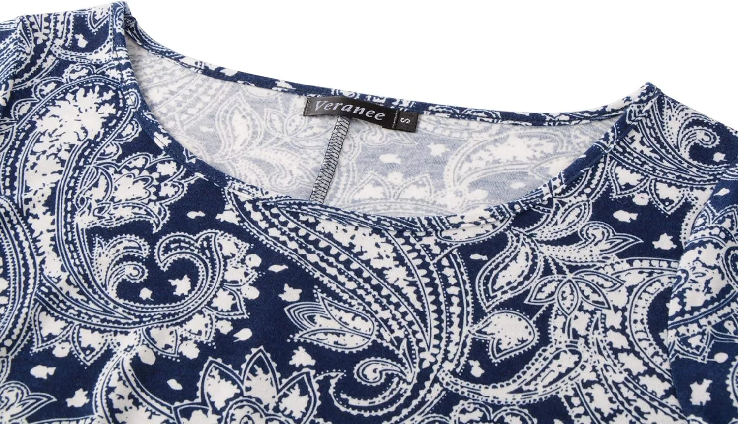 Women's Plus Size Swing Tunic Top 3/4 Sleeve Floral Flare T-Shirt