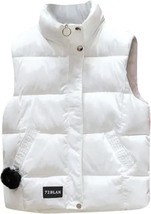 Womens Puffer Vest Sleeveless Stand Collar Down Lightweight Cotton Warm Vests Winter 2023 Fashion Down Jackets Loose