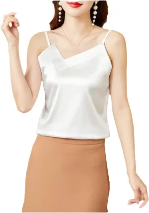 Women's Shirt Camisole Satin Bottoming Shirt Vest Silk Women's V-Neck Irregular Shirt