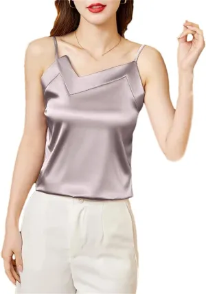 Women's Shirt Camisole Satin Bottoming Shirt Vest Silk Women's V-Neck Irregular Shirt