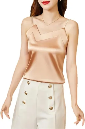 Women's Shirt Camisole Satin Bottoming Shirt Vest Silk Women's V-Neck Irregular Shirt