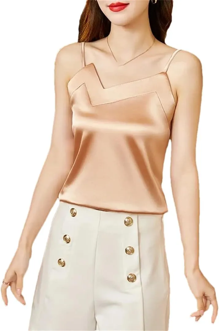 Women's Shirt Camisole Satin Bottoming Shirt Vest Silk Women's V-Neck Irregular Shirt