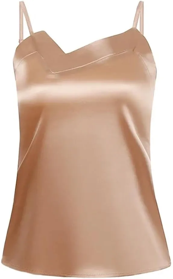 Women's Shirt Camisole Satin Bottoming Shirt Vest Silk Women's V-Neck Irregular Shirt