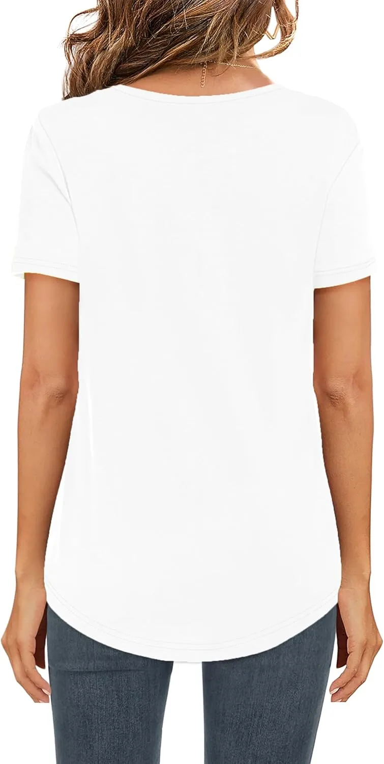Womens Shirt Long Sleeve V Neck T-Shirt Cotton Tops Basic Tees